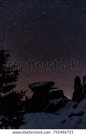 Starry sky in the mountains