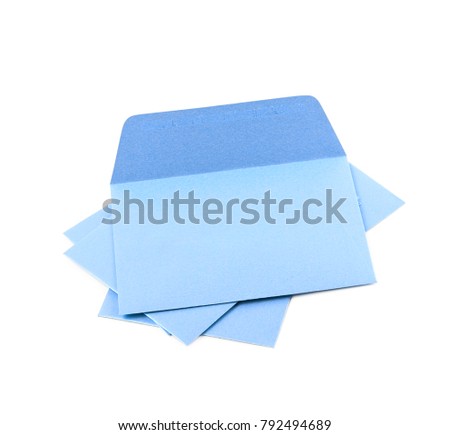 Pile of paper envelopes isolated over the white background