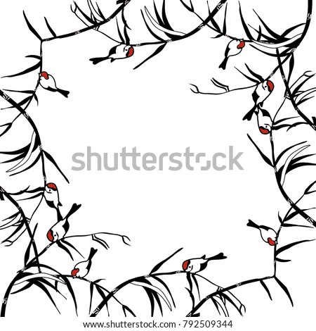 Vector frame with stylized birds