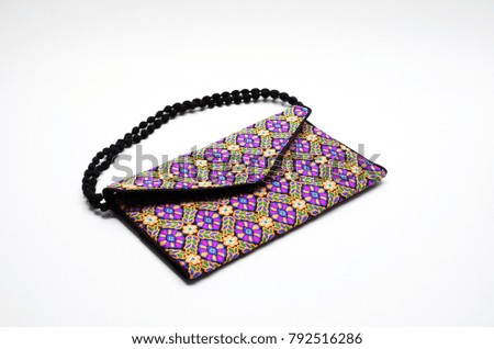Colourful handbag with modern Indian motif