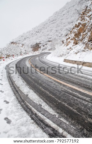 Snowy road pavement