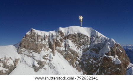 Zugspitze Germany's highest peak in winter in a clear sky day
