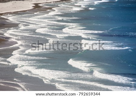Waves washing ashore at Saunders Island, Falkland Islands.