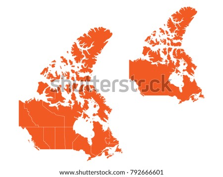 Couple Set Map,orange Map of Canada,Vector EPS10