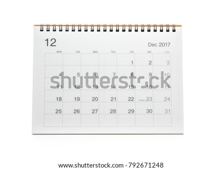 Minimal desk calendar 2018 isolated on white background