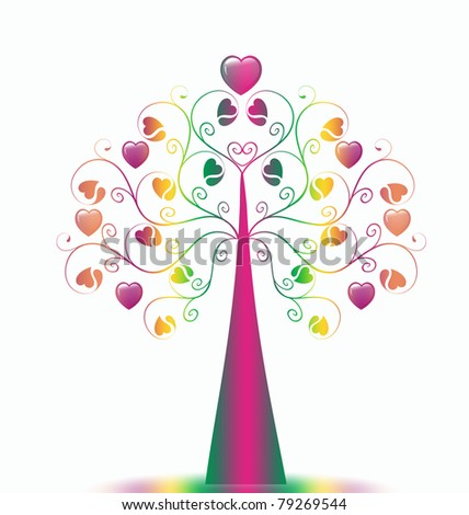 Colorful  Valentine?s Tree isolated on white background