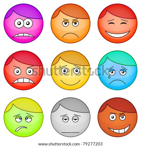 Set of the round smileys symbolizing various human emotions