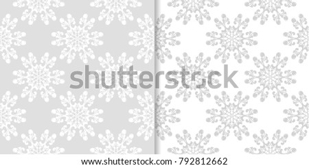 Light gray floral backgrounds. Set of seamless patterns for textile and wallpapers