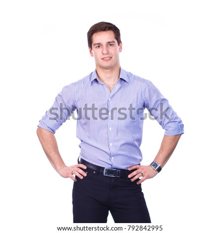 Portrait of young man isolated on white background