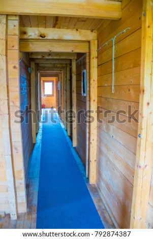 Hall in a hotel made of wood