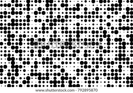 Grunge dotted background with circles, dots, point different size, scale. Halftone pattern. Design element for web banners, posters, cards, sites, panels. Black and white color Vector illustration