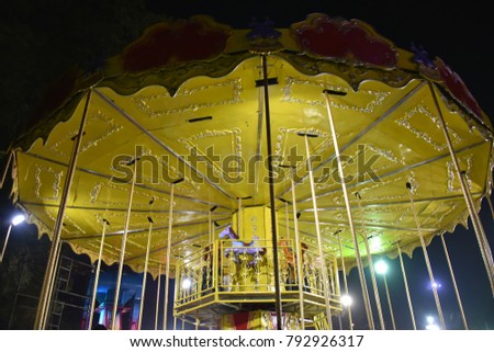 Hyderabad Numaish (Exhibition) - Fair rides night long exposure photography, Telangana, India