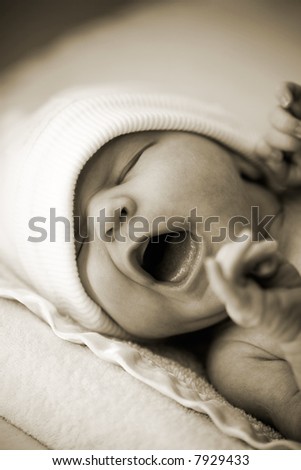 Desaturated picture of newborn baby