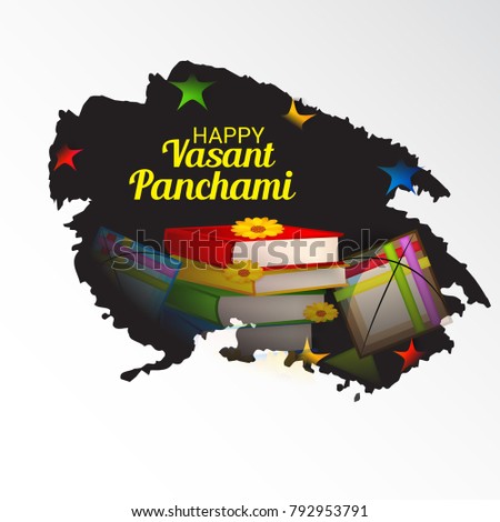 Vector illustration of a Background with instrument Veena for Happy Vasant Panchami Celebration.