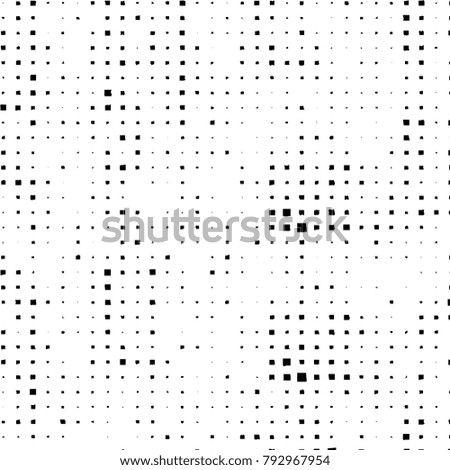 Grunge background of black squares on a white background. Vector monochrome pattern