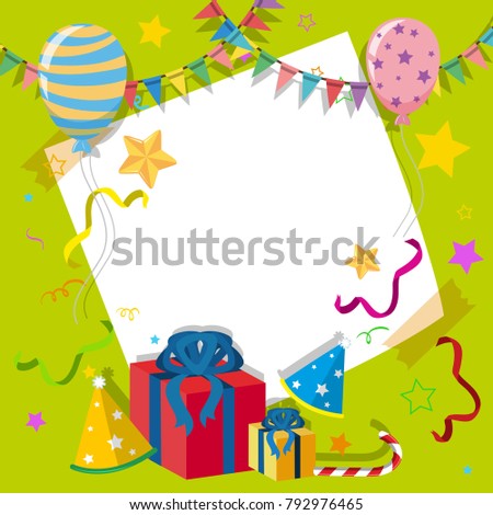 Border template with present and balloons illustration