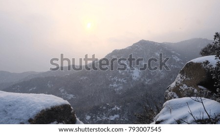 Winter landscape white snow of Mountain in korea(gwanak)