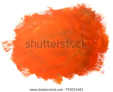 Abstract blue red painting isolated on white background. Artistic brushstroke texture background. Hand painted gouache brushstroke stains.