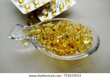 Fish oil in capsules. For health and immunity. (Oleum Jecoris Aselli, Oleum Morrhuae, Oleum Gadi)