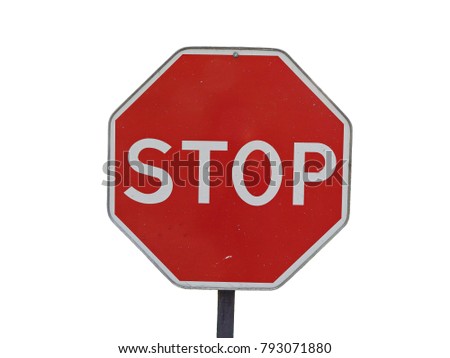 A road sign is a stop, isolated on a white background.	          