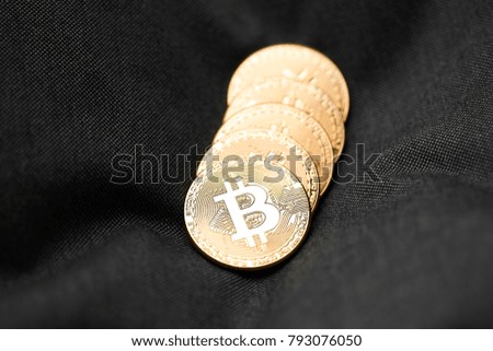 Bitcoins and Virtual money. Bitcoin gold coin. Cryptocurrency concept