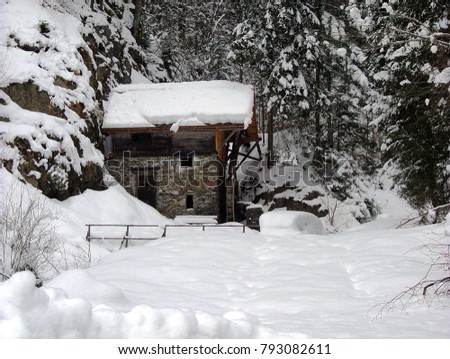 Strajacher Muhle in winter in Lesachtal Royalty-Free Stock Photo #793082611