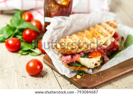 Hot panini with cola Royalty-Free Stock Photo #793084687