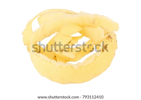 chinese pear peel skin isolated on white background.