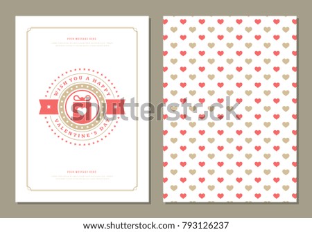 Happy Valentines Day Greeting Card or Poster Vector illustration. Retro typography design and pattern background.