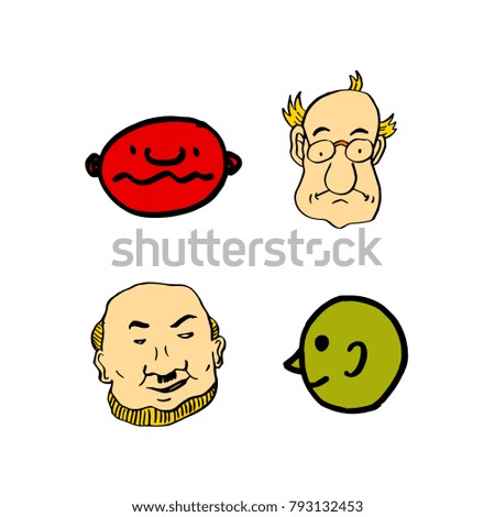 Character expression / Hand drawn face illustrations - vector