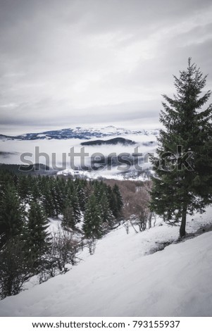 Mountain landscape with snow in winter