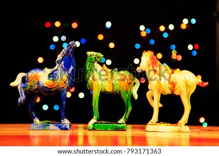 tri-coloured glazed pottery of the Tang Dynastyã??Tang sancai glaze horses