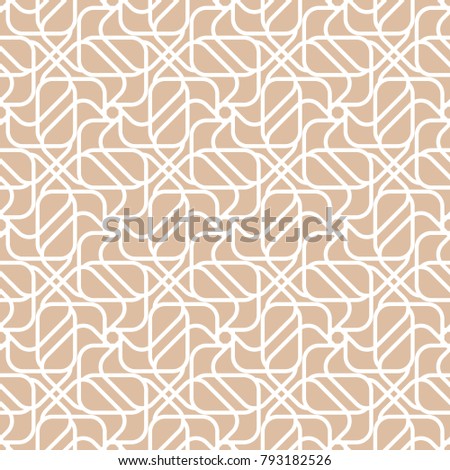 Geometric ornament. Beige and white seamless pattern for web, textile and wallpapers