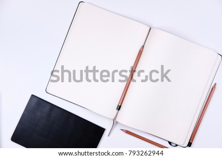 Art and office mock up for designer. Blank page or notepad for mockups or simulations