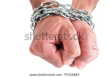 Hands in chain isolated on a white background