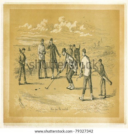 Etching from Golfing - A Handbook to The Royal And Ancient Game published by W&R Chambers Edinburgh and London, 1887. Illustration by Ranald Alexander.