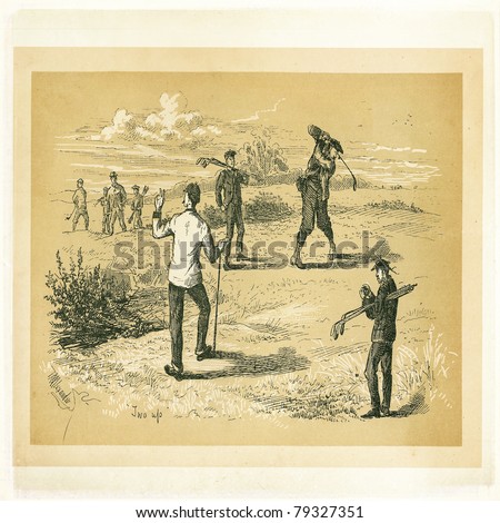 Etching from Golfing - A handbook to The Royal And Ancient Game published by W&R Chambers Edinburgh and London, 1887. Illustration by Ranald Alexander.