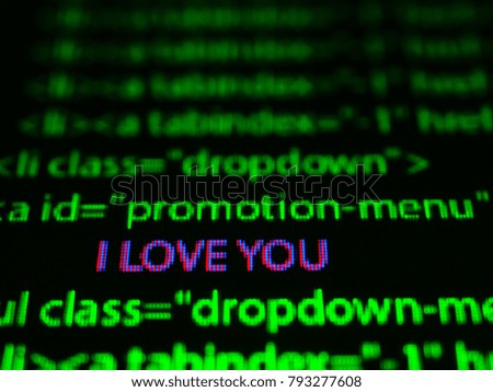  words I love You  on computer screen