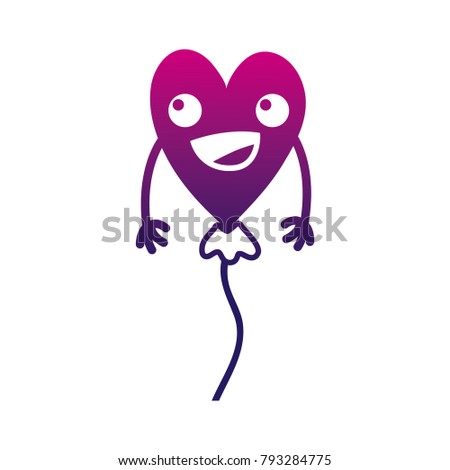 silhouette happy heart balloon kawaii and arms