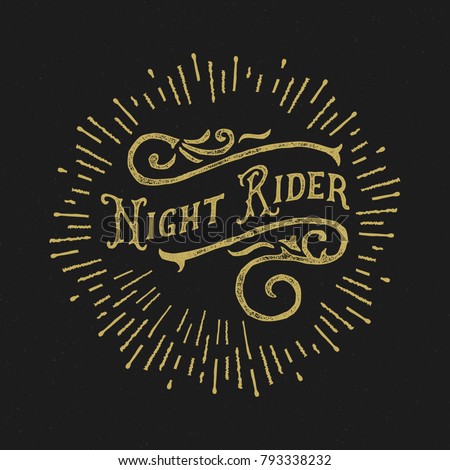 Vintage composition Night Rider. T shirt graphics. Vector