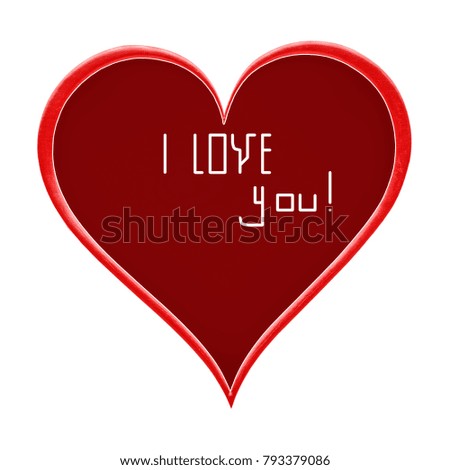 red heart isolated on white background  for Valentine's Day,text