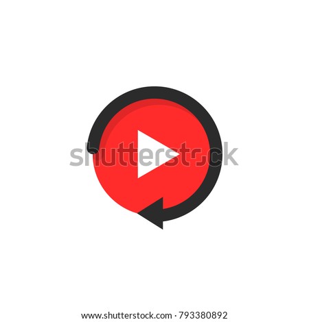 replay icon like video play button. simple flat style trend modern red logotype graphic design on white background. concept of watching on streaming video player or livestream webinar ui emblem Royalty-Free Stock Photo #793380892