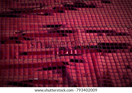 texture background pattern Fabric with large paillettes of red color If you go to the angelic gaze or the aesthetics of the mermaid, these red big sparkles shine for you! paillette covers a solid mesh