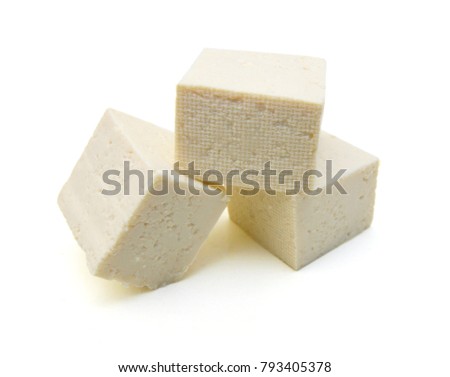 Closeup tofu isolated on white background 