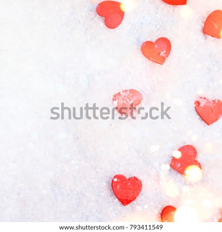 Winter background with hearts. Valentines Day