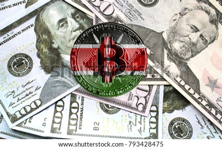 bitcoin with a flag on American dollars