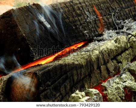 Beautiful charcoal and fire burn