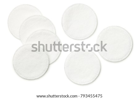 Cotton pads isolated on white background. Top view Royalty-Free Stock Photo #793455475