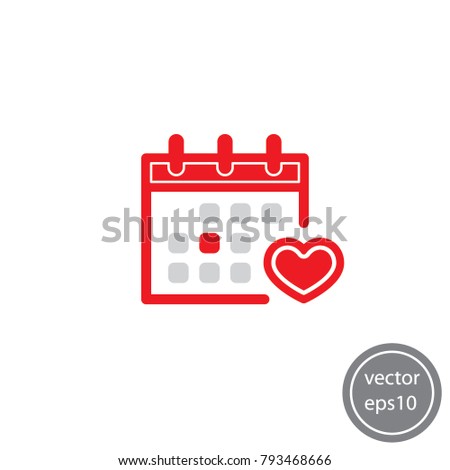 calendar, heart, vector icon
