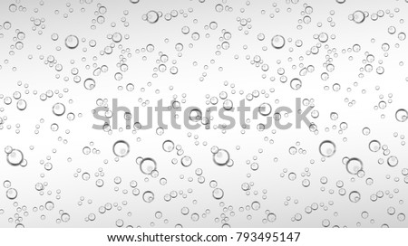 Vector realistic water, soda, transparent carbonated drink with bubbles close up illustration. CO sparklings on white isolated background. Poster, banner design element Royalty-Free Stock Photo #793495147